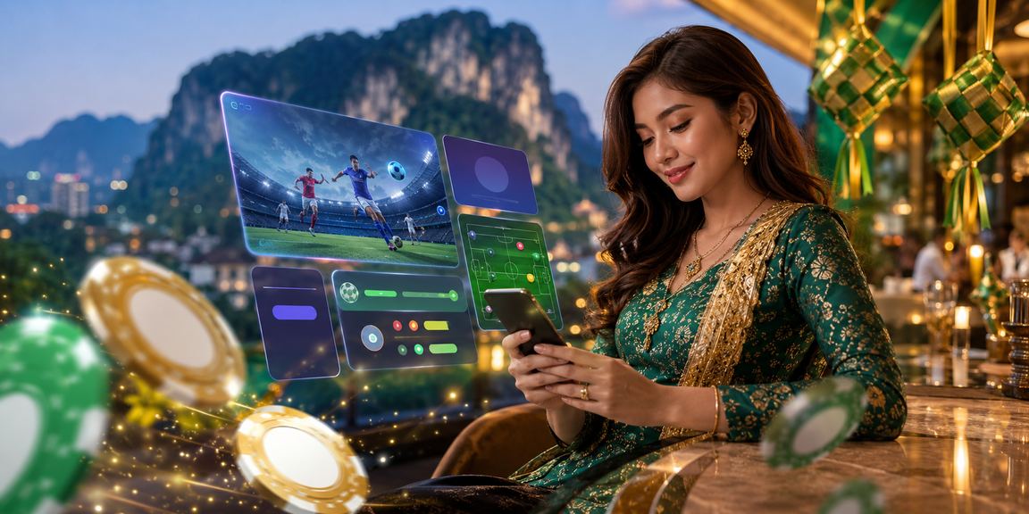 Suasana sambutan Hari Raya dengan pengguna mengakses platform mudah alih di Ipoh