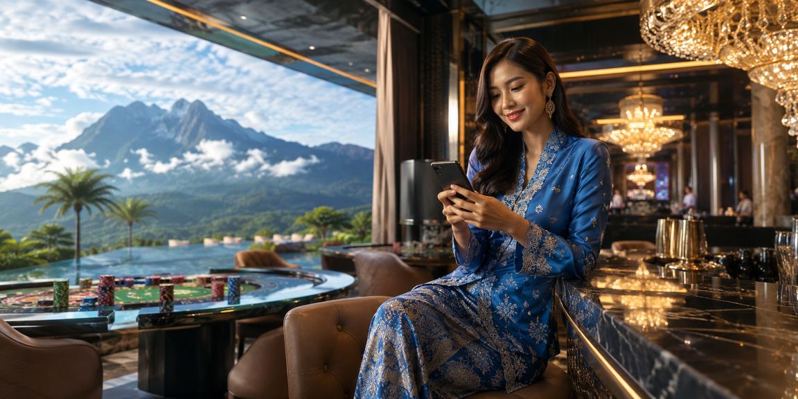 Pengguna Sabah berpakaian baju kurung menggunakan platform kasino mudah alih 5ers